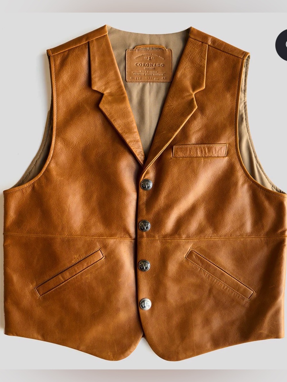 Coronado Leather Co. 1981 Classic Lapel Vest #25 Size Men's 42